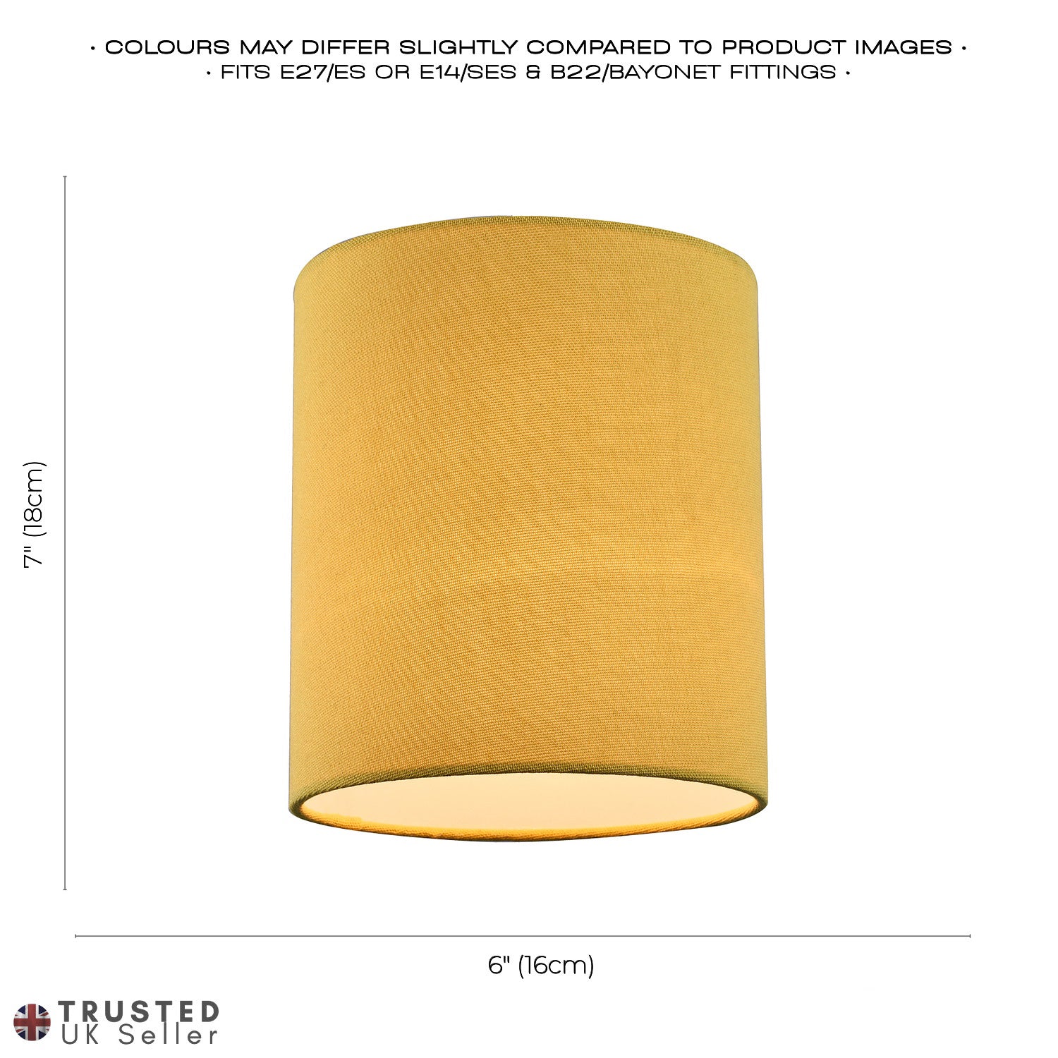 Contemporary and Elegant Mustard Ochre Linen Fabric 18cm Cylinder Lamp Shade Image 6