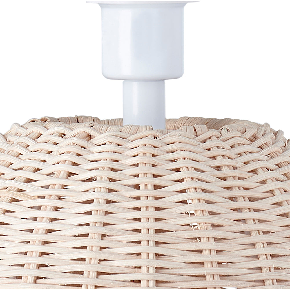 Natural Light Brown Woven Rattan Table Lamp Base with White Cable and Switch Image 3