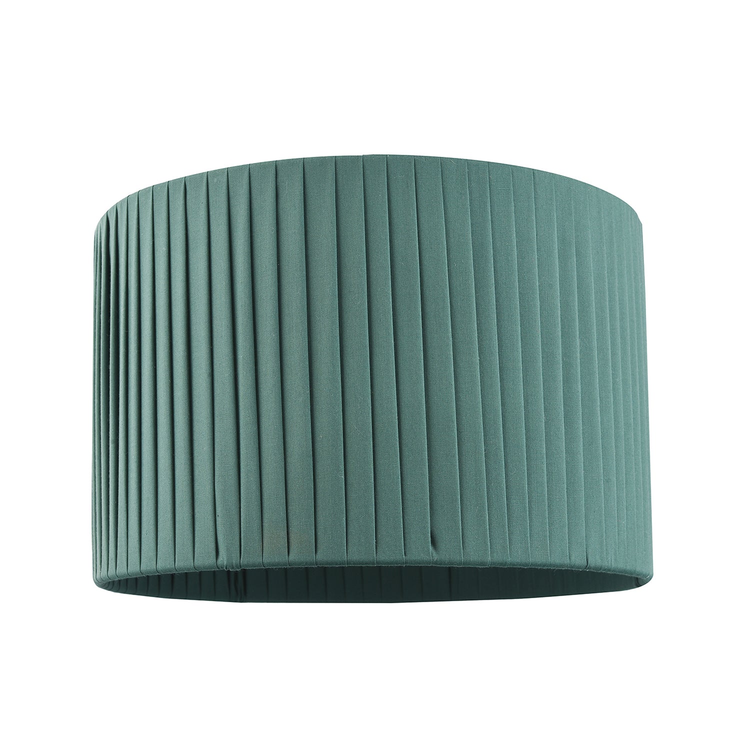 Contemporary Designer Double Pleated Green Cotton Fabric 12" Drum Lamp Shade Image 1