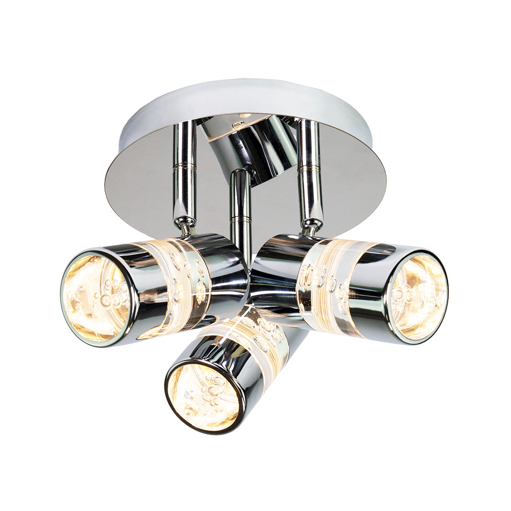 Modern Spot LED Bathroom Chrome Ceiling Light Fitting with Bubble Acrylic Heads Image 1