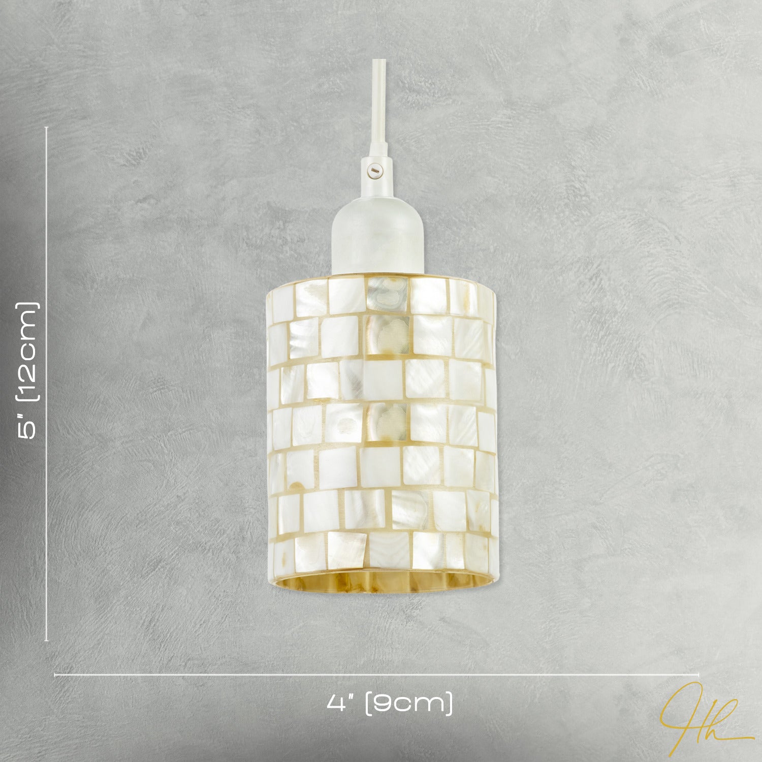 Modern Cylindrical Pendant Light Shade Mother of Pearl Style Mosaic Image 7