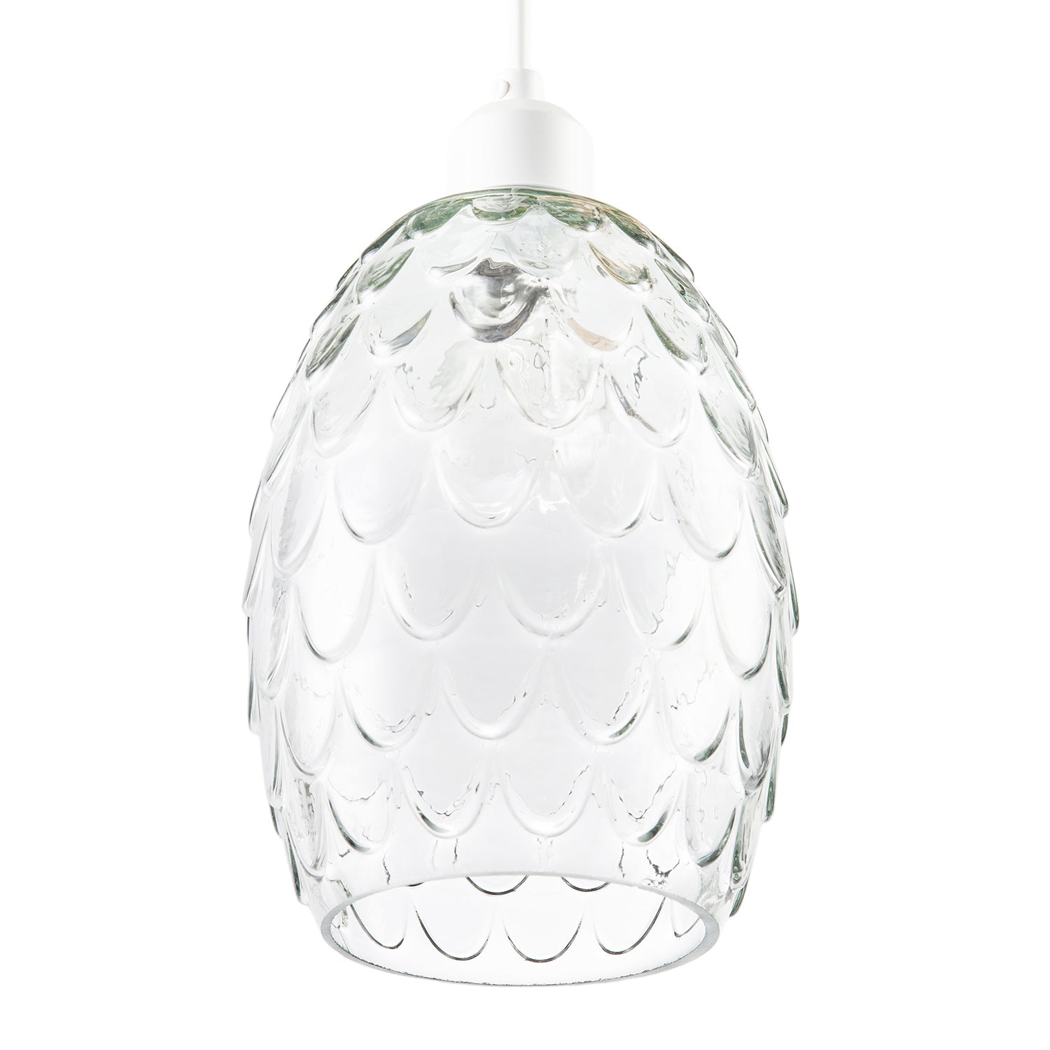 Modern Clear Embossed Glass Pendant Light shade with Scalloped Pattern Image 5