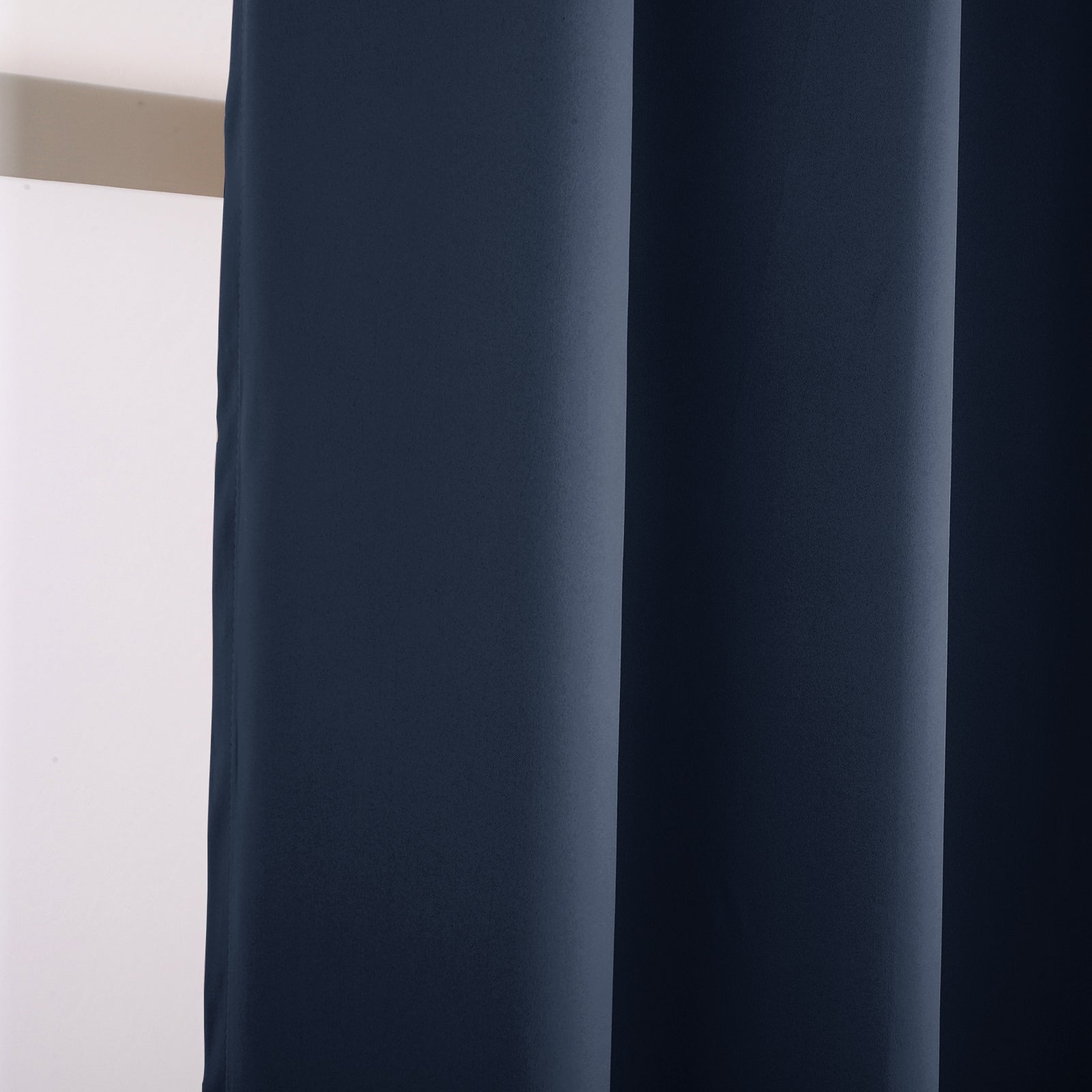 Cobalt Dusty Blue Blackout Thermal Eyelet Curtains - 66 x 84 Inch Drop - 2 Panel Image 8