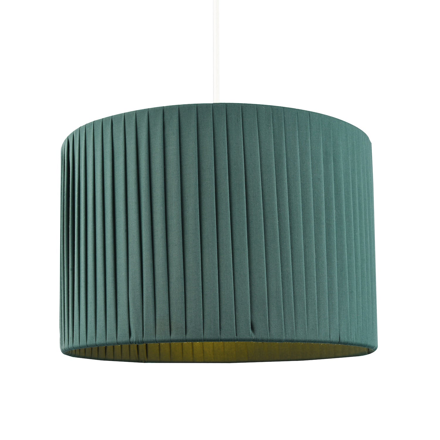 Modern Chic Designer Double Pleated Green Cotton Fabric 10" Drum Lampshade Image 2