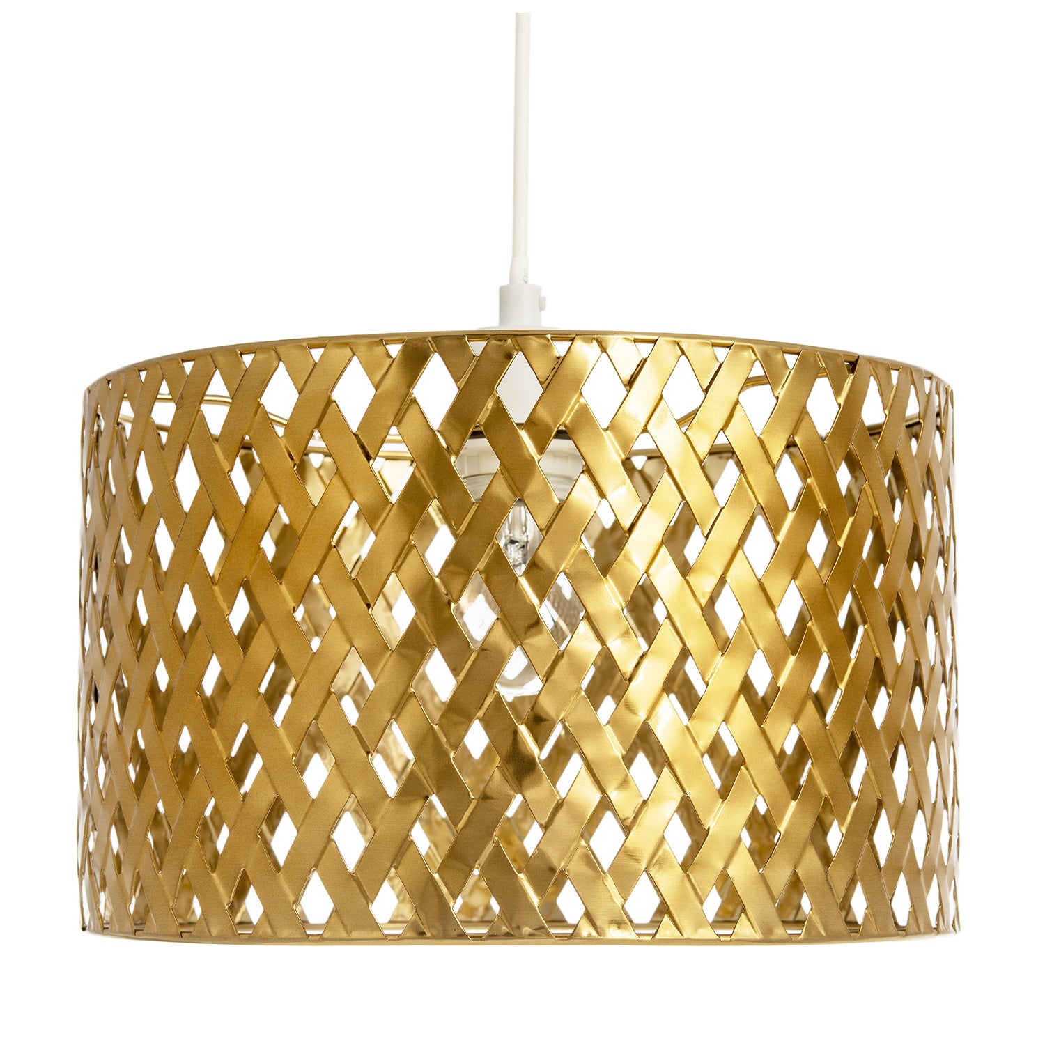 Modern Unique Pendant Light Shade in Metallic Gold with Lattice Design Image 3