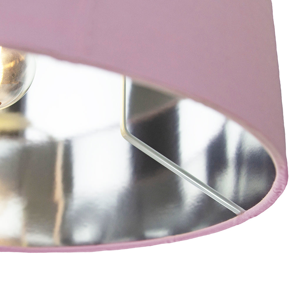 Contemporary Pink Cotton 12" Table/Pendant Lamp Shade with Shiny Silver Inner Image 3