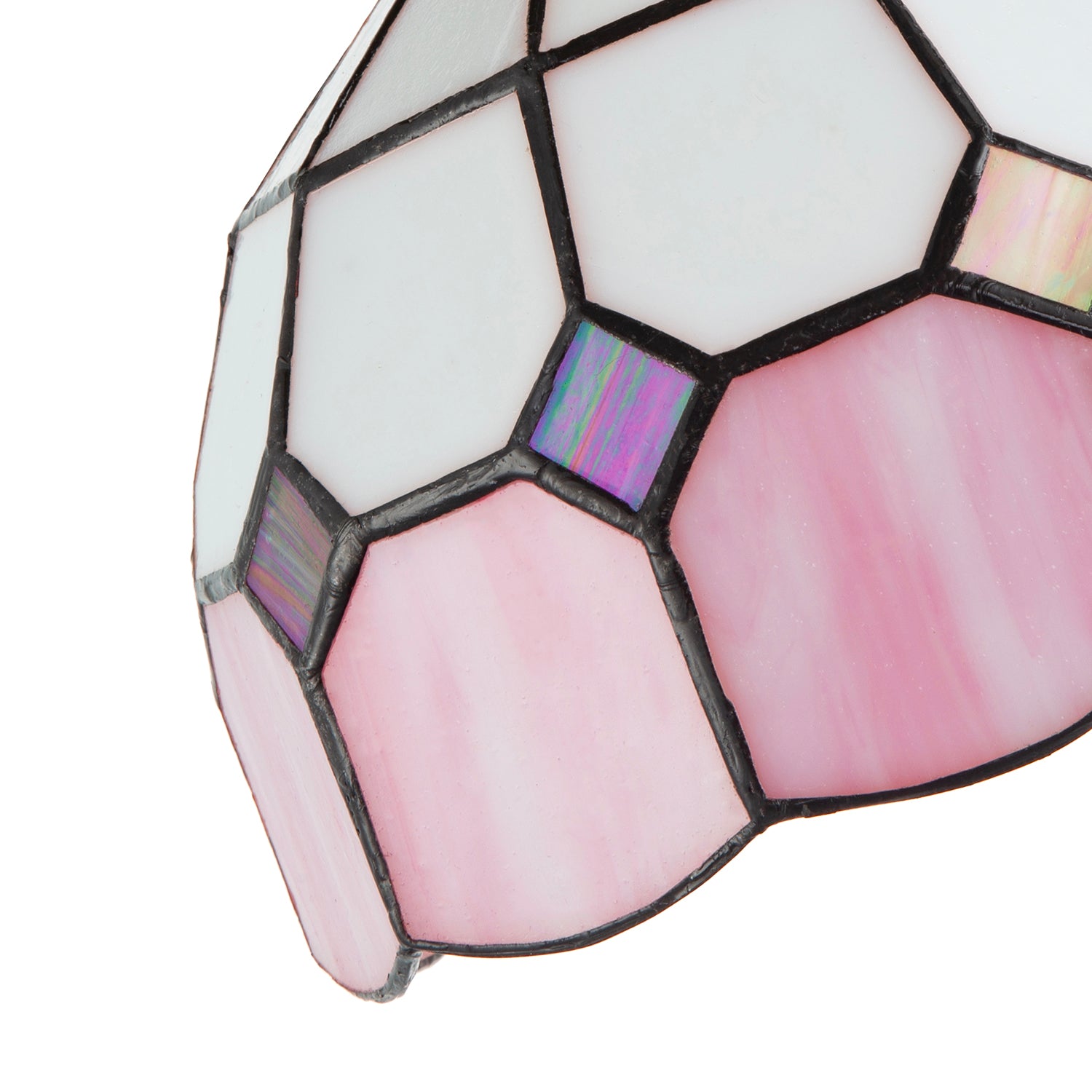 Traditional Soft Pink and Opal White Tiffany Glass Pendant Light Shade Image 4