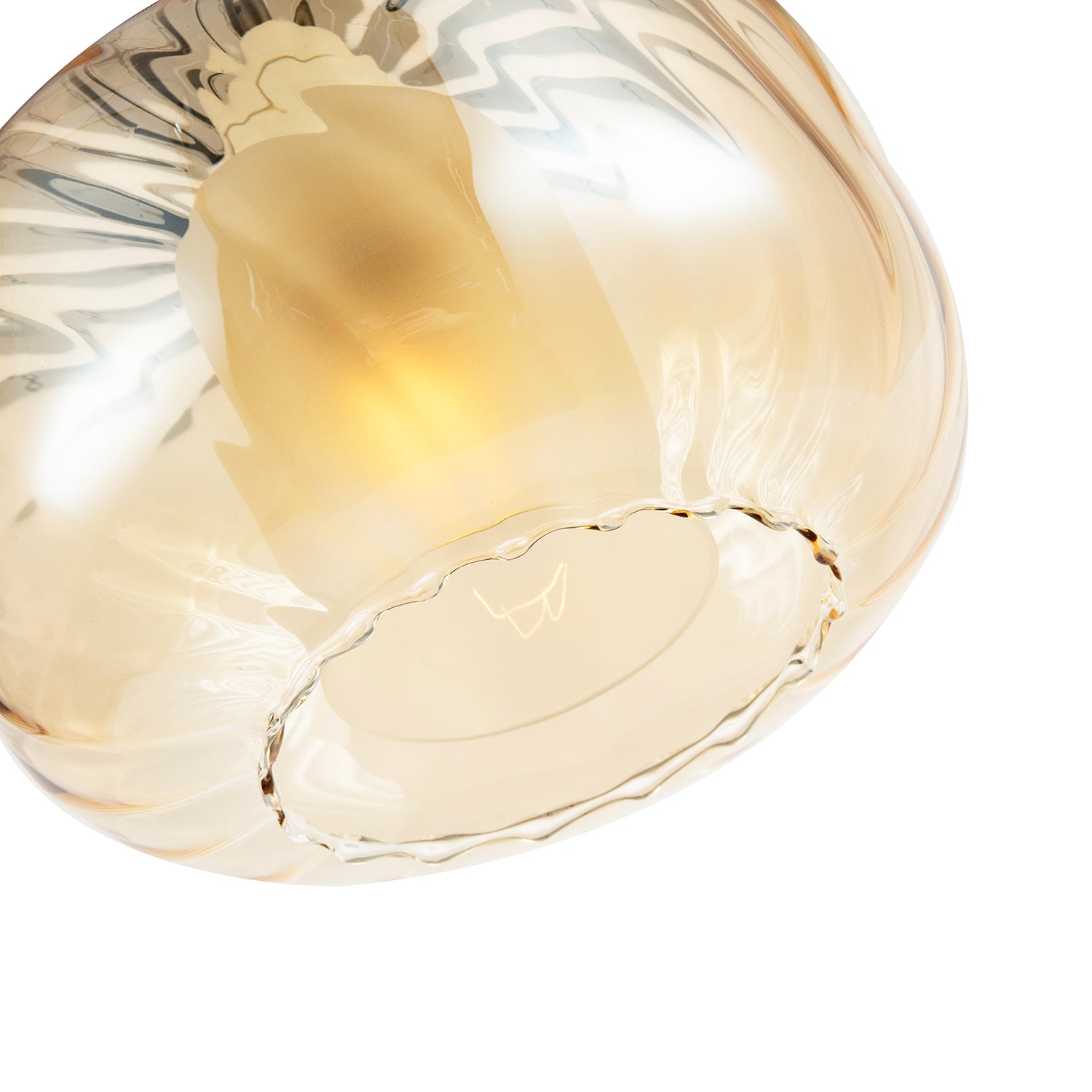 Amber Champagne Pendant Light Shade with Rippled Rim and Inner Shade Image 4