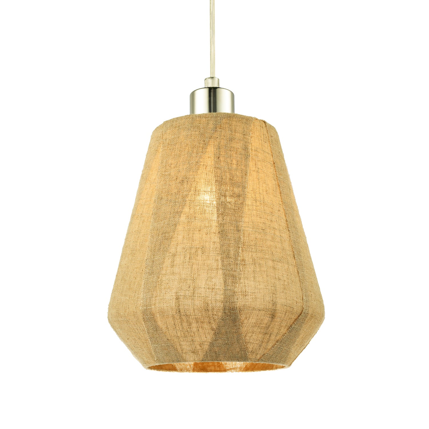 Modern Designer Glass Pendant Lamp Shade Wrapped in Natural Oatmeal Linen Fabric Image 1