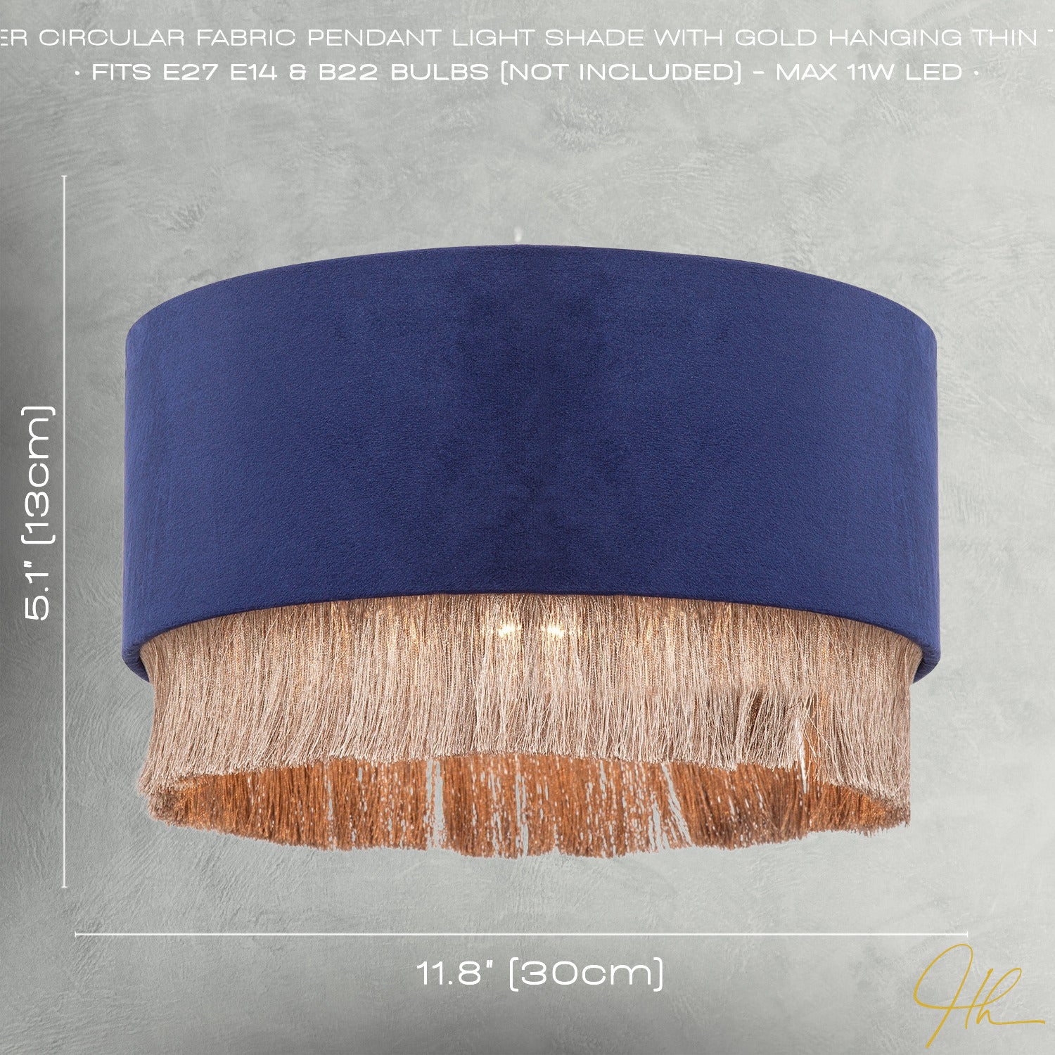 Modern Midnight Blue Velvet Pendant Light Shade with Gold Tassels Image 8