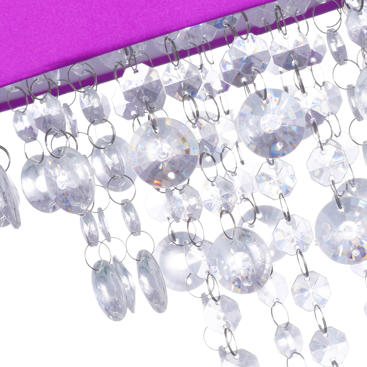 Modern Purple Satin Fabric Pendant Light Shade with Transparent Acrylic Droplets Image 3