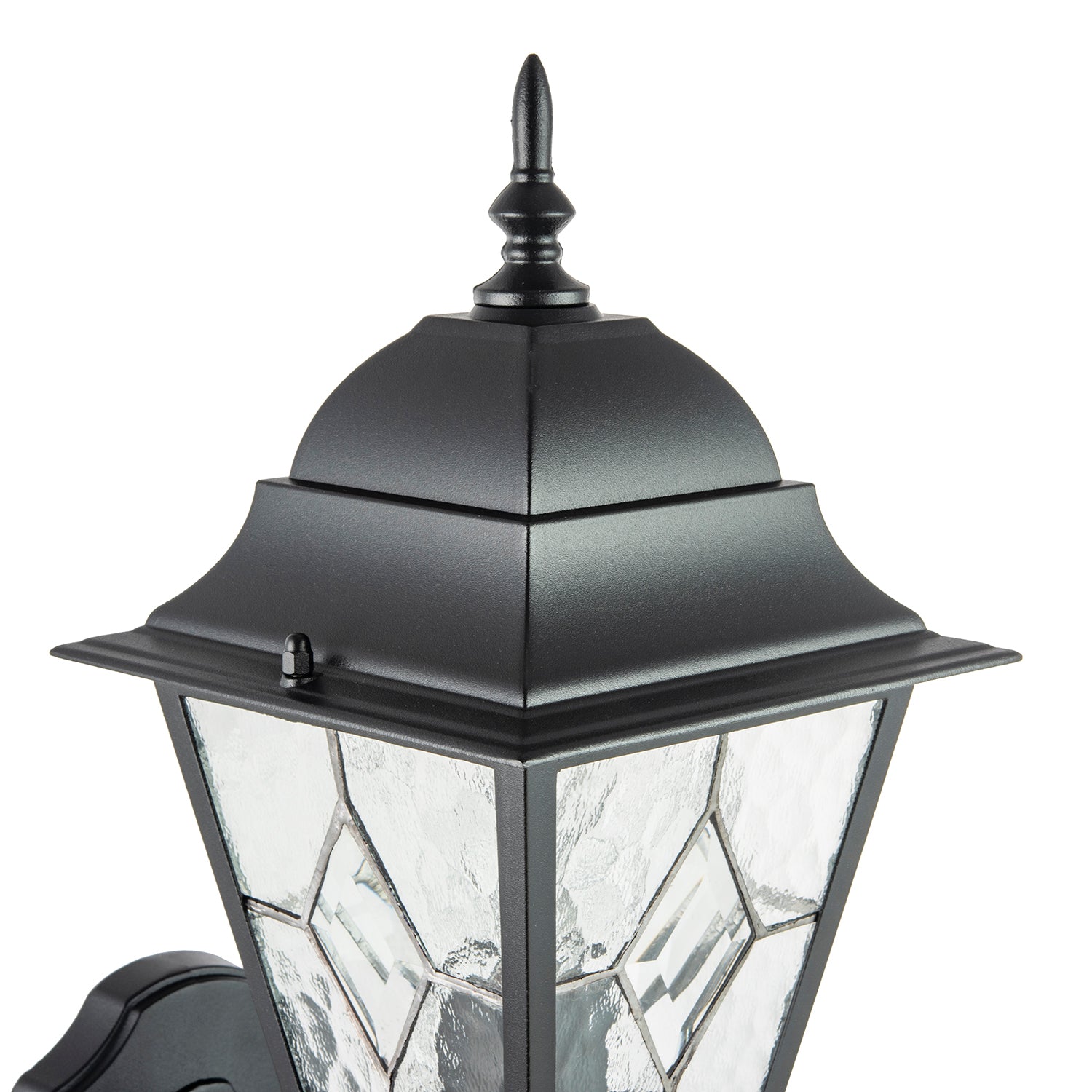 Traditional Matte Black Cast Aluminium Outdoor Wall Light With Cathedral Glass Image 5