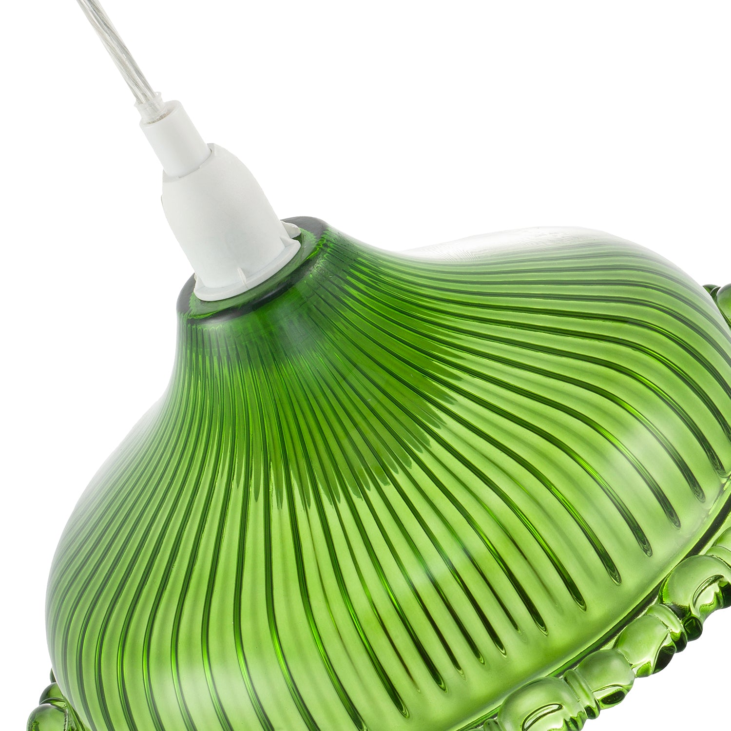 Modern Green Line Ribbed Glass Pendant Light Shade with Moulded Edge Image 4
