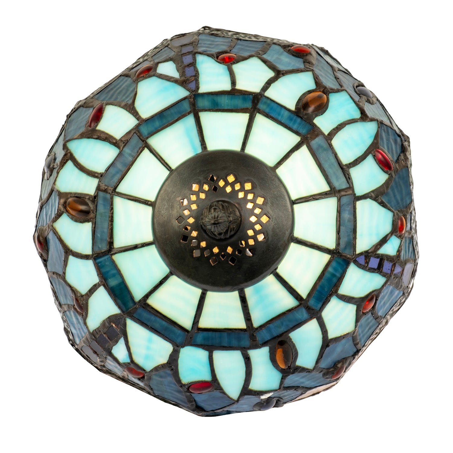 Handmade Midnight and Sky Blue Stained Glass Dragonfly Tiffany Lamp Image 8