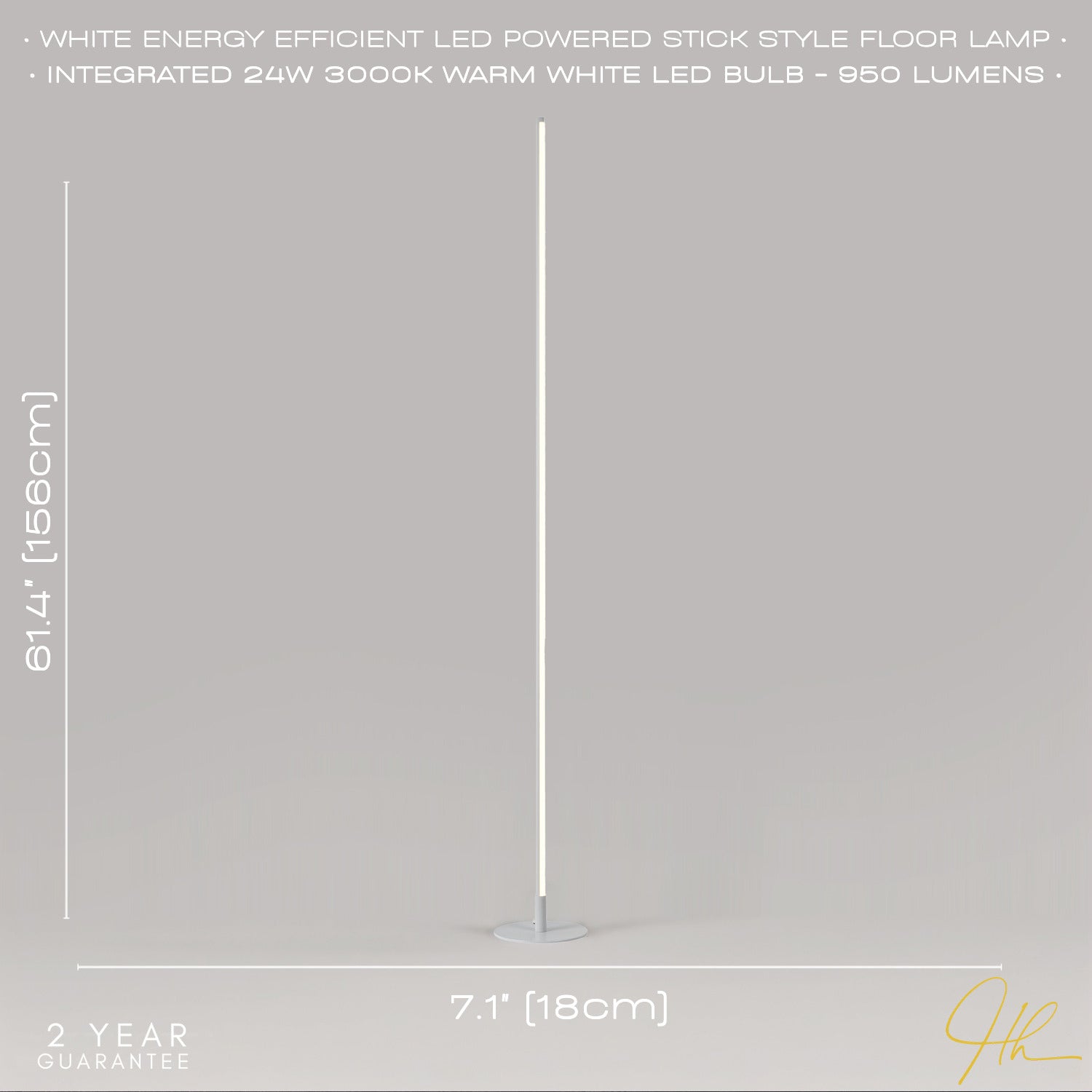 Modern Sleek Stick Style LED Standard Floor Lamp in Matte White with Foot Dimmer Image 5