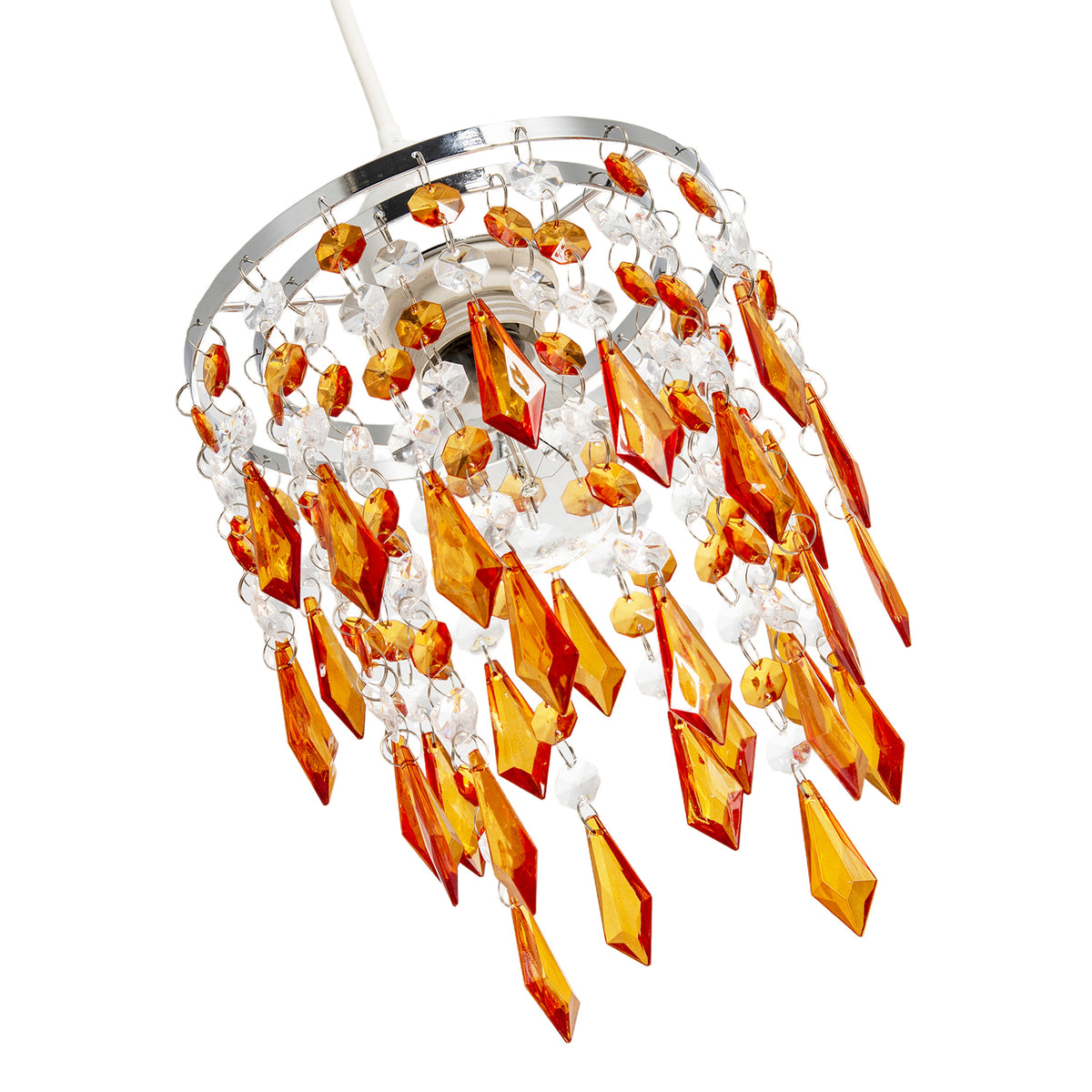 Modern Waterfall Pendant Shade with Clear and Orange Acrylic Drops Image 3