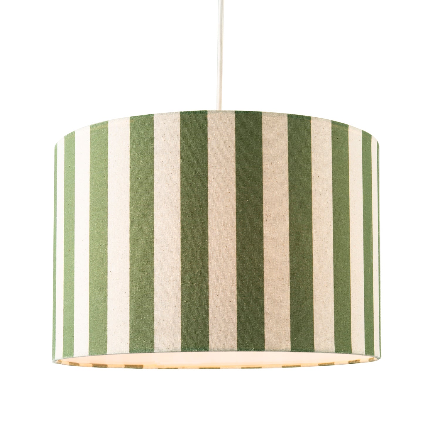 Garden Olive Green and Oatmeal Linen Striped Shade with Fabric Inner Image 2