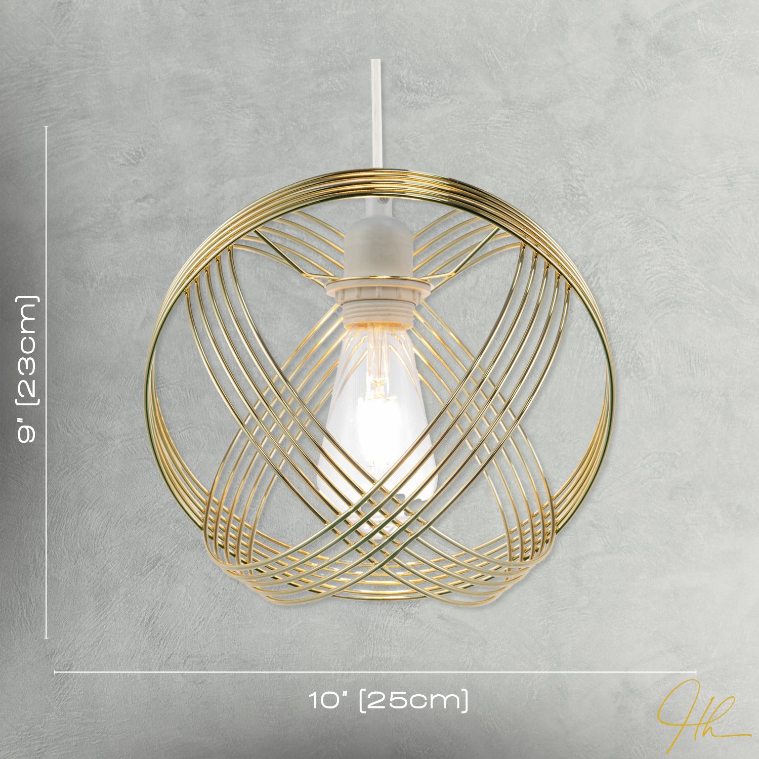 Polished Plated Gold Spherical Pendant Light Shade with 4-Ring Design Image 7