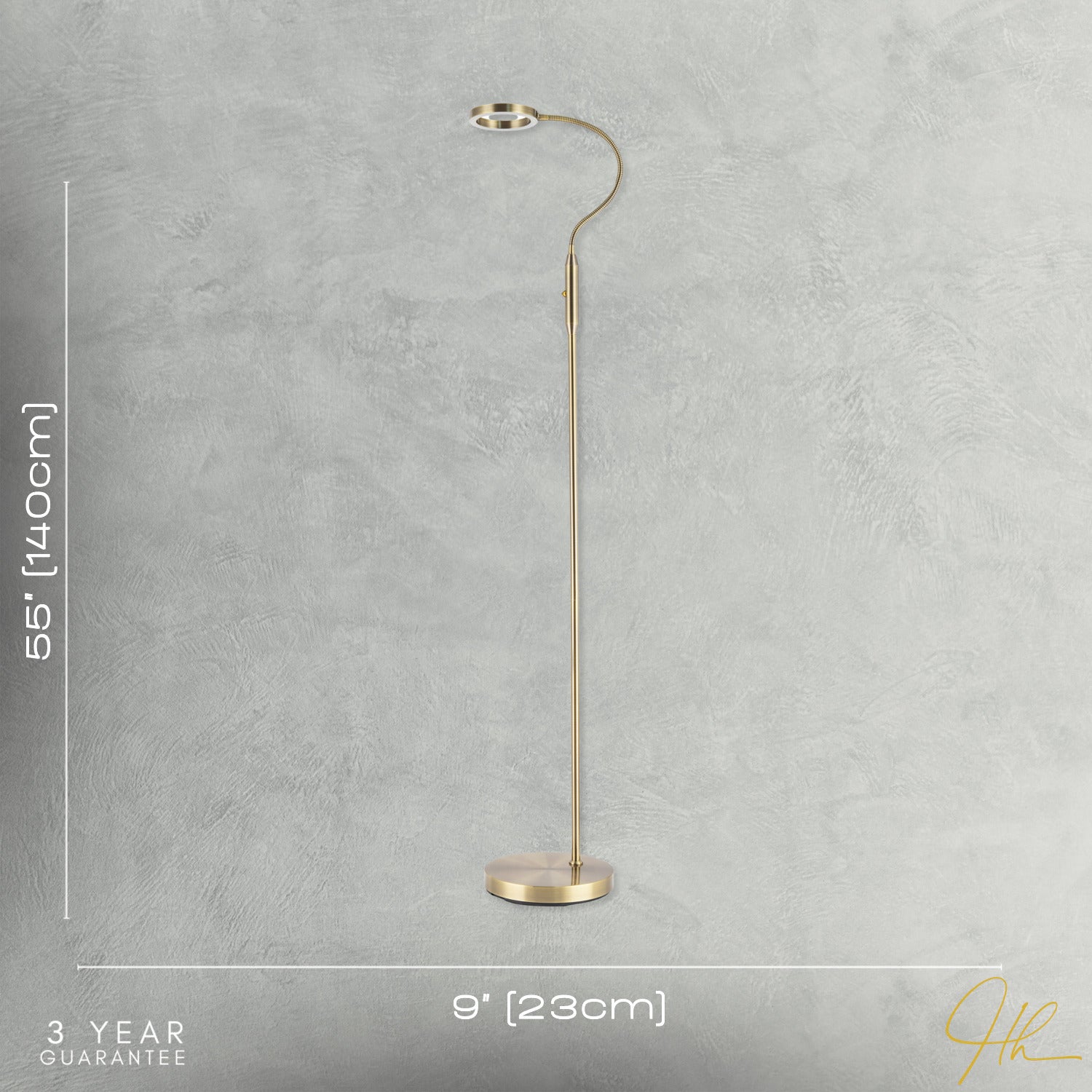 Modern Antique Brass Task Floor Lamp with LED Halo Ring and CCT Dimmer Image 7