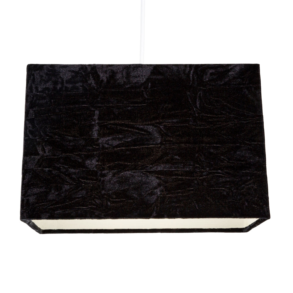 Contemporary Designer Jet Black Crushed Velvet Fabric Rectangular Lamp Shade Image 2