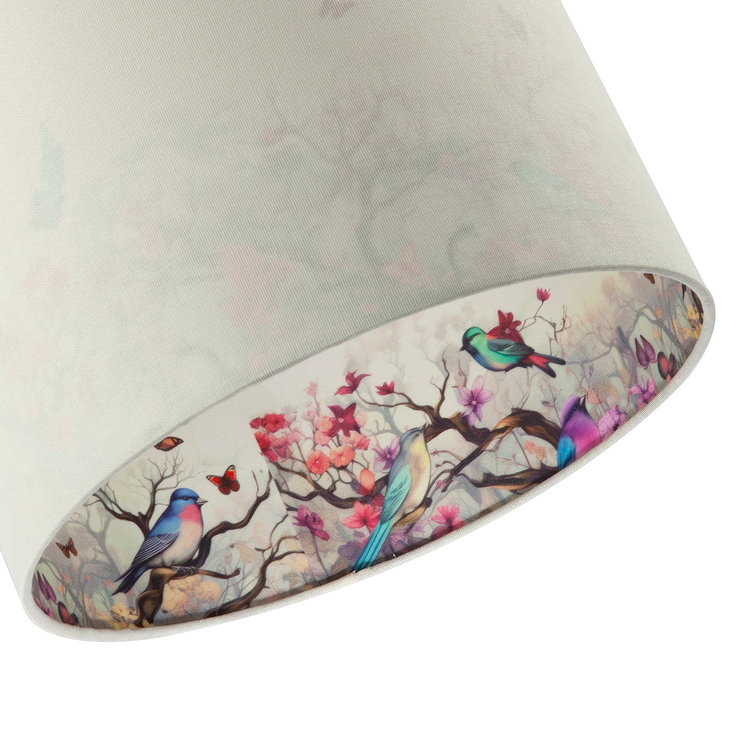 Cream Linen Fabric Lamp Shade with Inner Cotton Colourful Floral Print Image 5