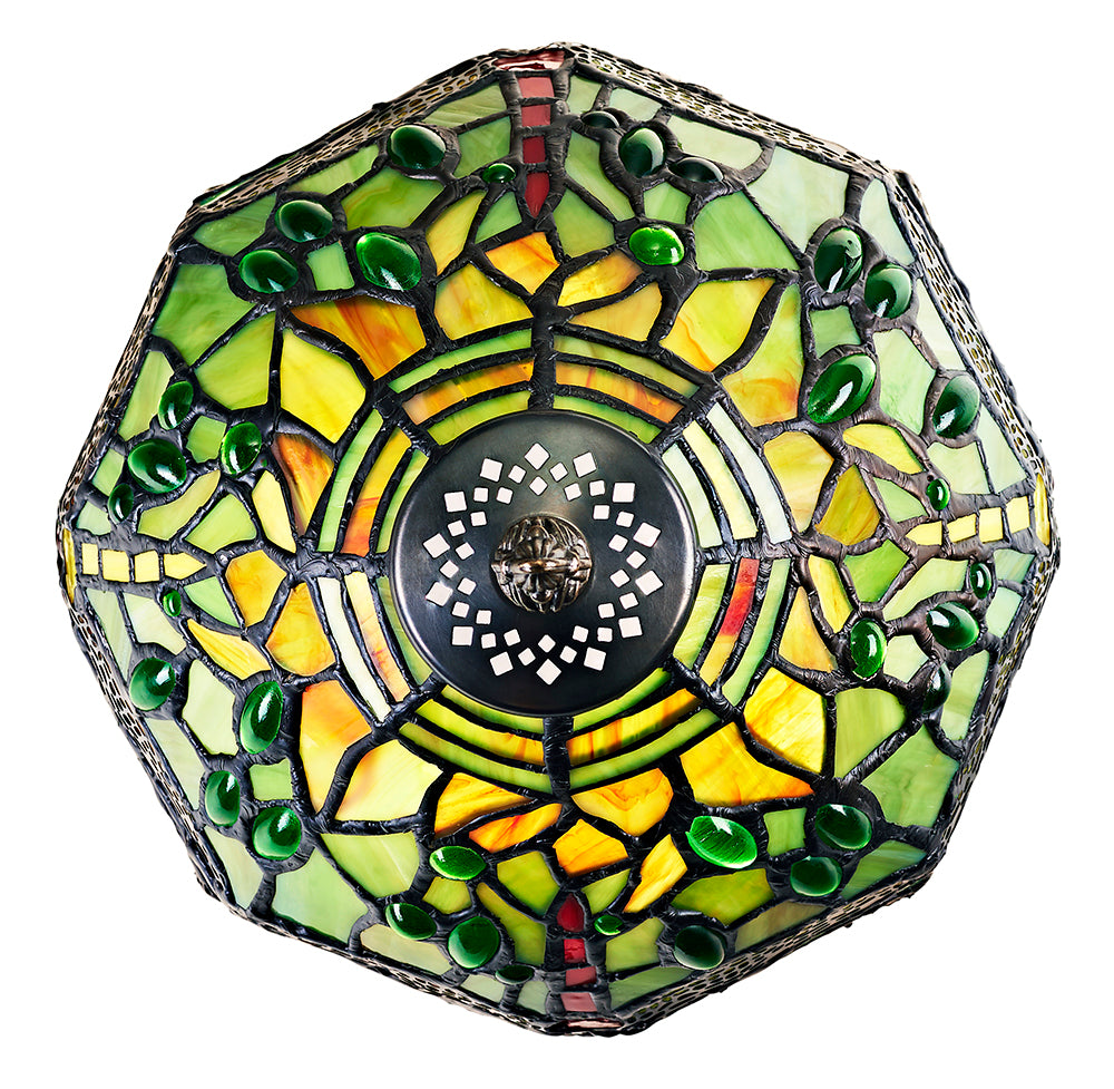 Hand Crafted Green Stained Glass Dragonfly Tiffany Lamp Image 2