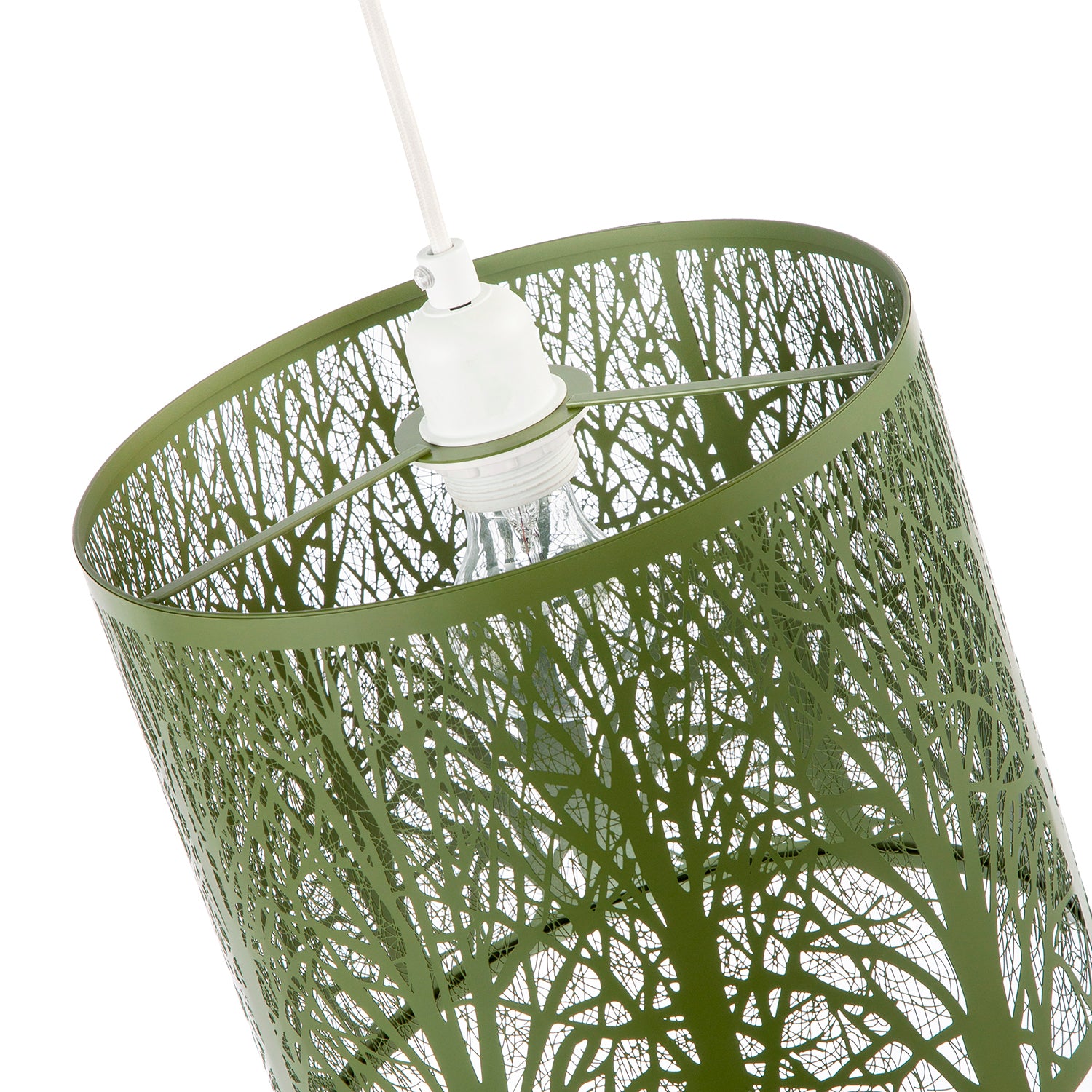 Unique and Beautiful Olive Green Metal Forest Design Pendant Shade Image 3