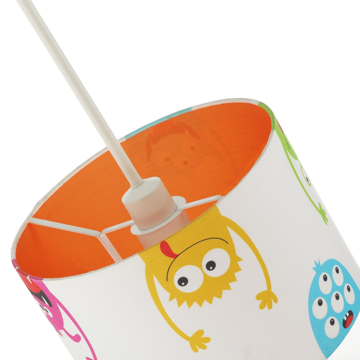 Funny Monsters Children's Lamp Shade with Orange Inner and Multi Colour Monsters Image 5