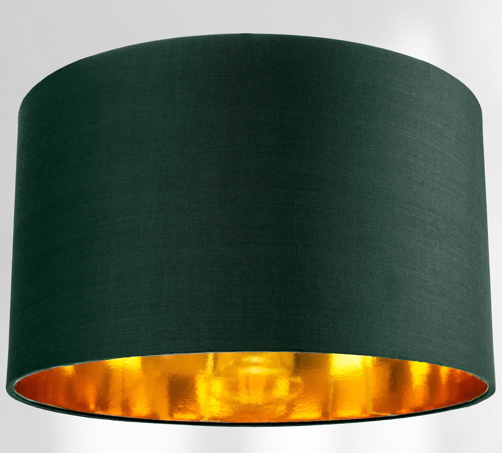 Contemporary Green Cotton 14" Table/Pendant Lamp Shade with Shiny Copper Inner Image 2