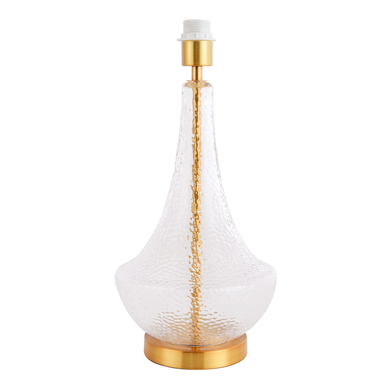 Designer Hammered and Dimpled Glass Table Lamp Base with Brushed Gold Metal Image 1