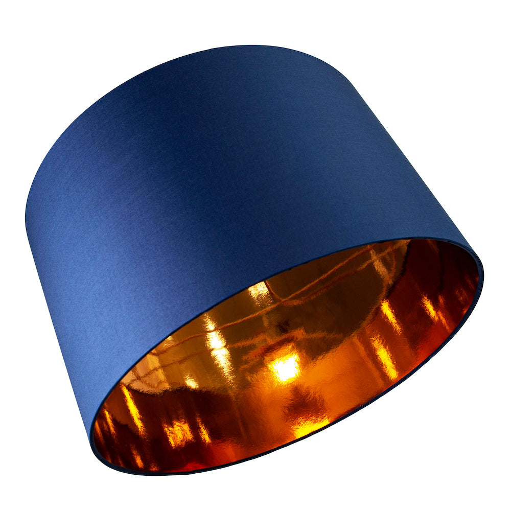 Contemporary Blue Cotton 20" Floor/Pendant Lamp Shade with Shiny Copper Inner Image 5