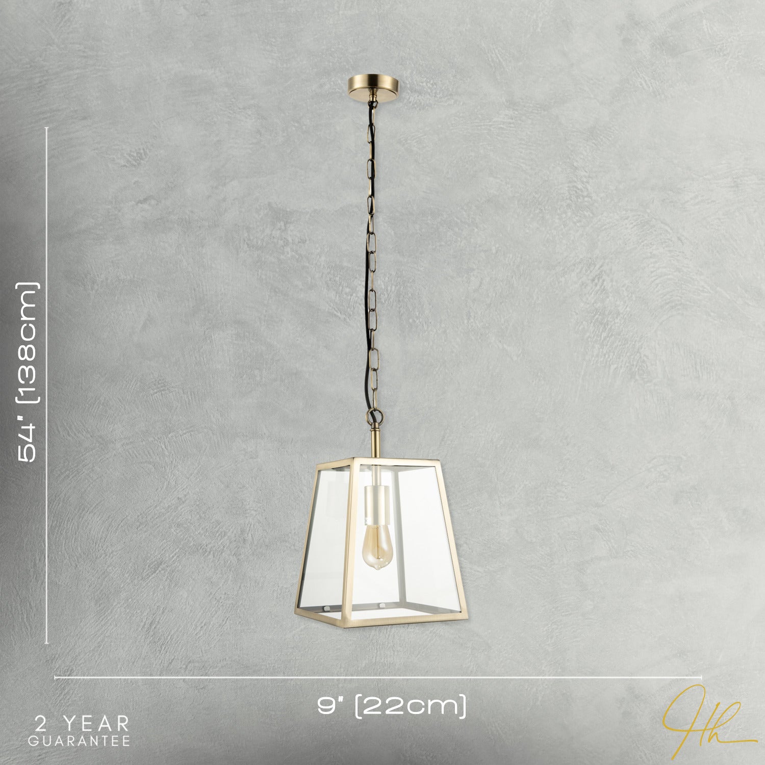 Classic Lantern Pendant Light in Antique Brass with Clear Glass Sides Image 7