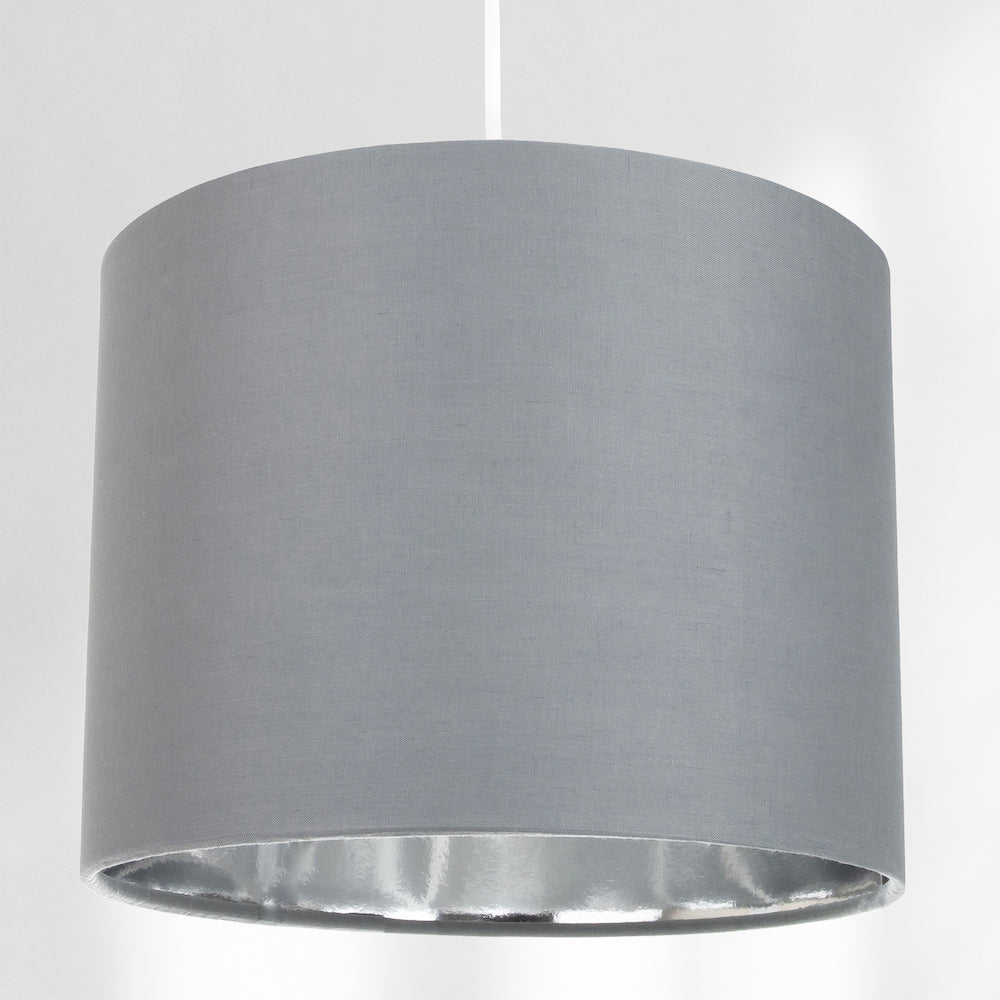 Contemporary Grey Cotton 10" Table/Pendant Lamp Shade with Shiny Silver Inner Image 2