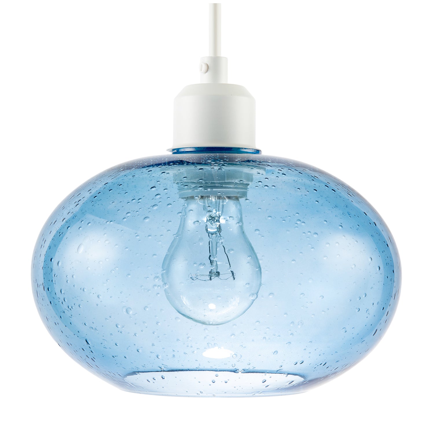 Modern Blue Blown-Glass Pendant Light Shade with Subtle Air Bubbles Image 4
