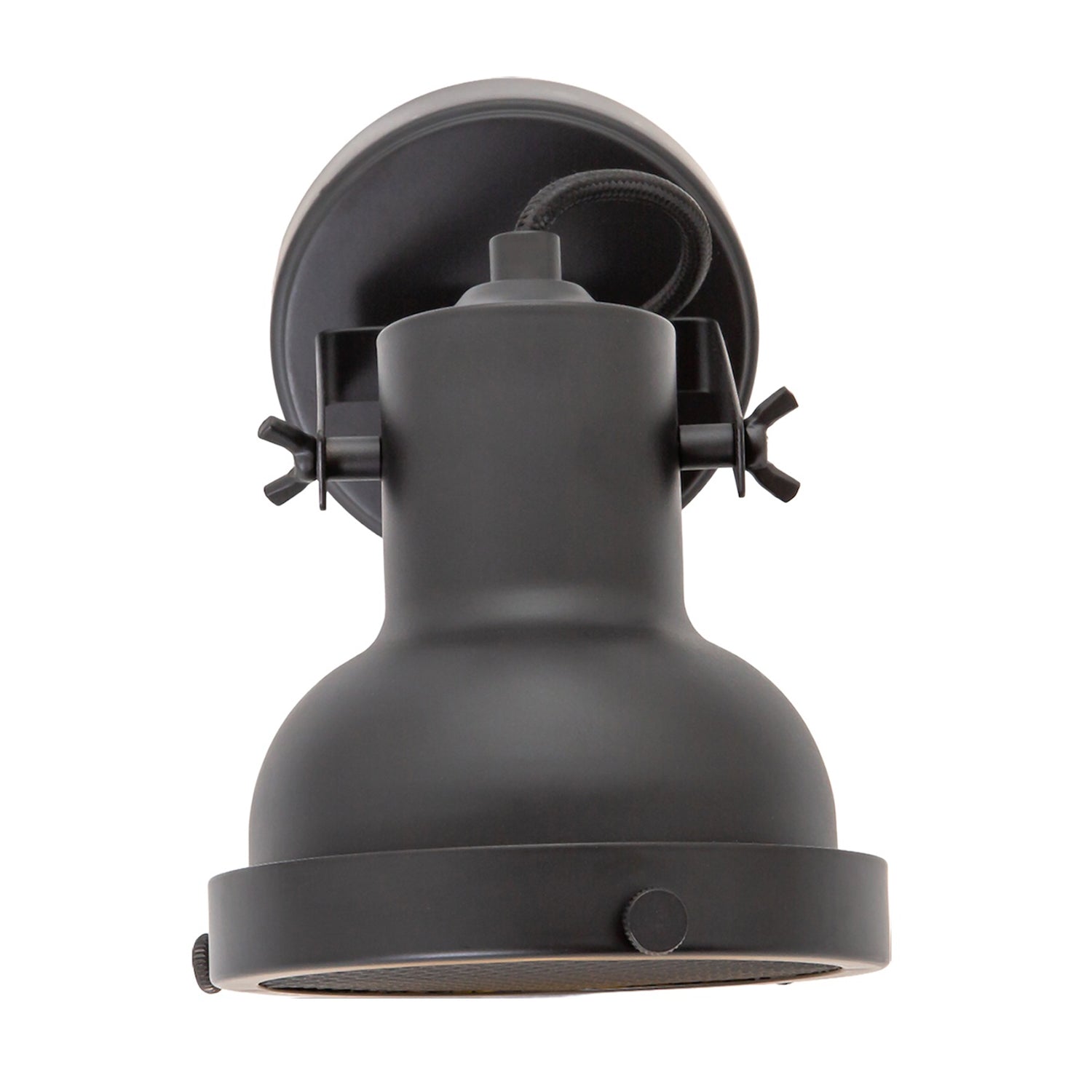 Vintage and Industrial Matte Black Spot Wall Light Fitting with Grill Image 5
