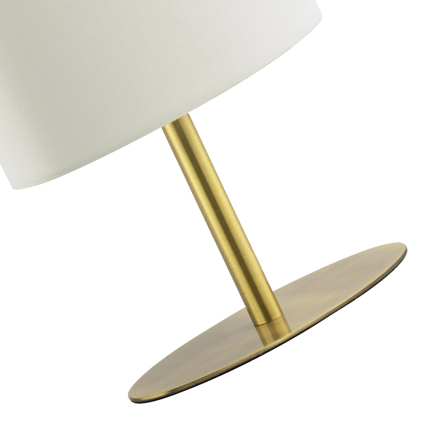 Modern Designer Oval Table Lamp in Antique Brass with Off-White Fabric Shade Image 8