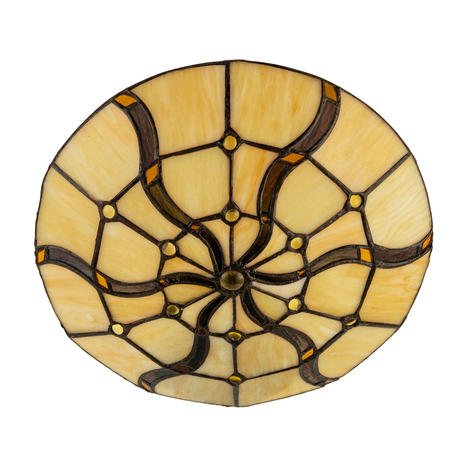 Amber Toned Circular Tiffany Stained Glass Pendant Ceiling Light Shade Image 4
