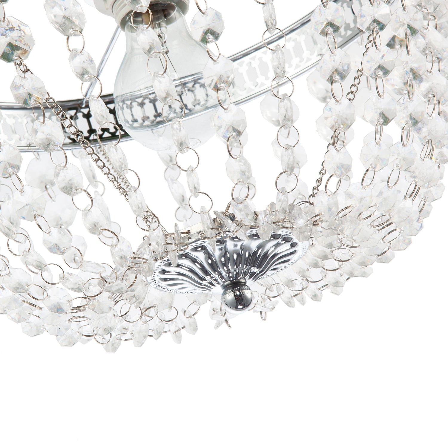 Traditional Vintage Chrome Pendant Lighting Shade with Clear Acrylic Image 4