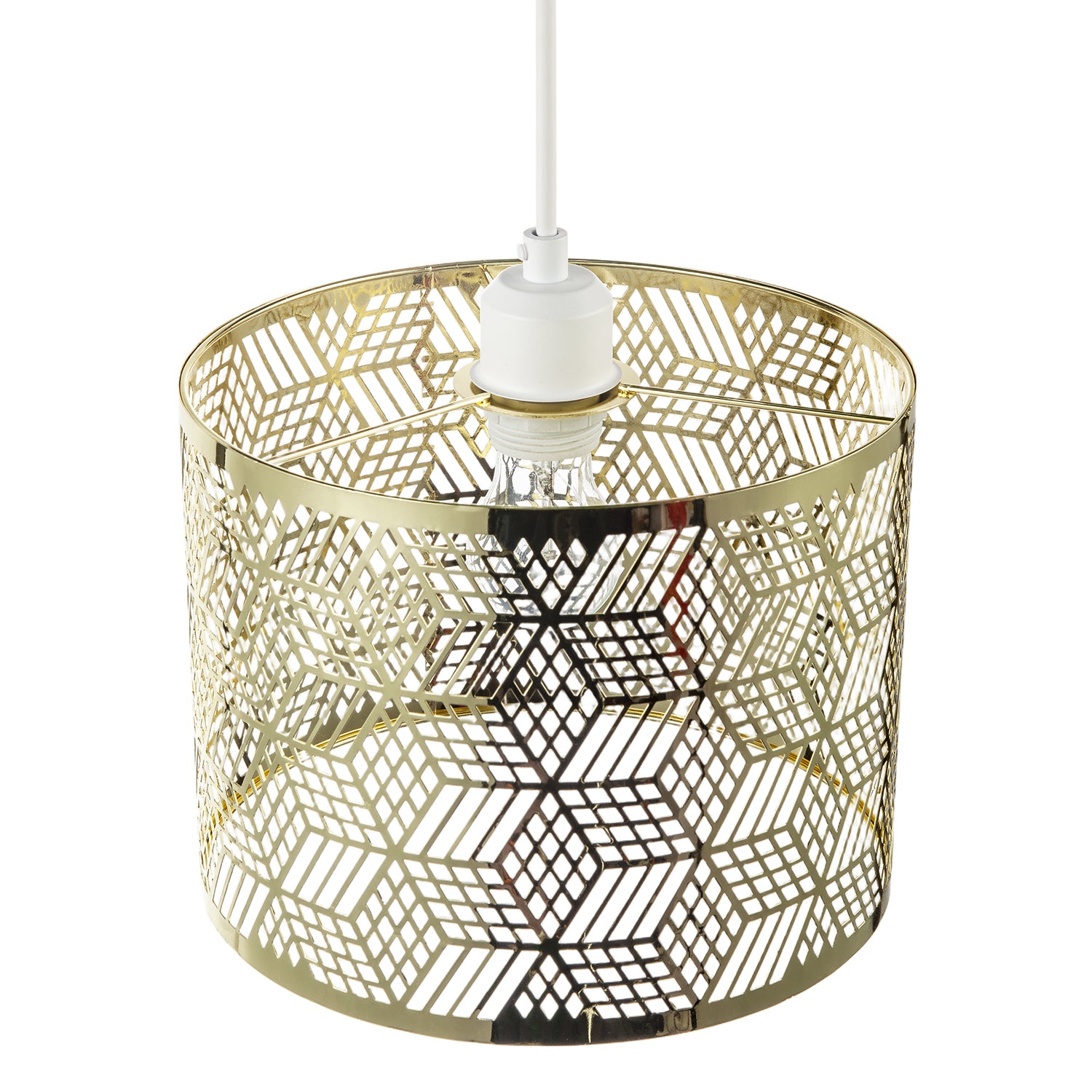 Modern Zig Zag Gold Pendant Shade with Cut Diamonds and Rectangles Image 3