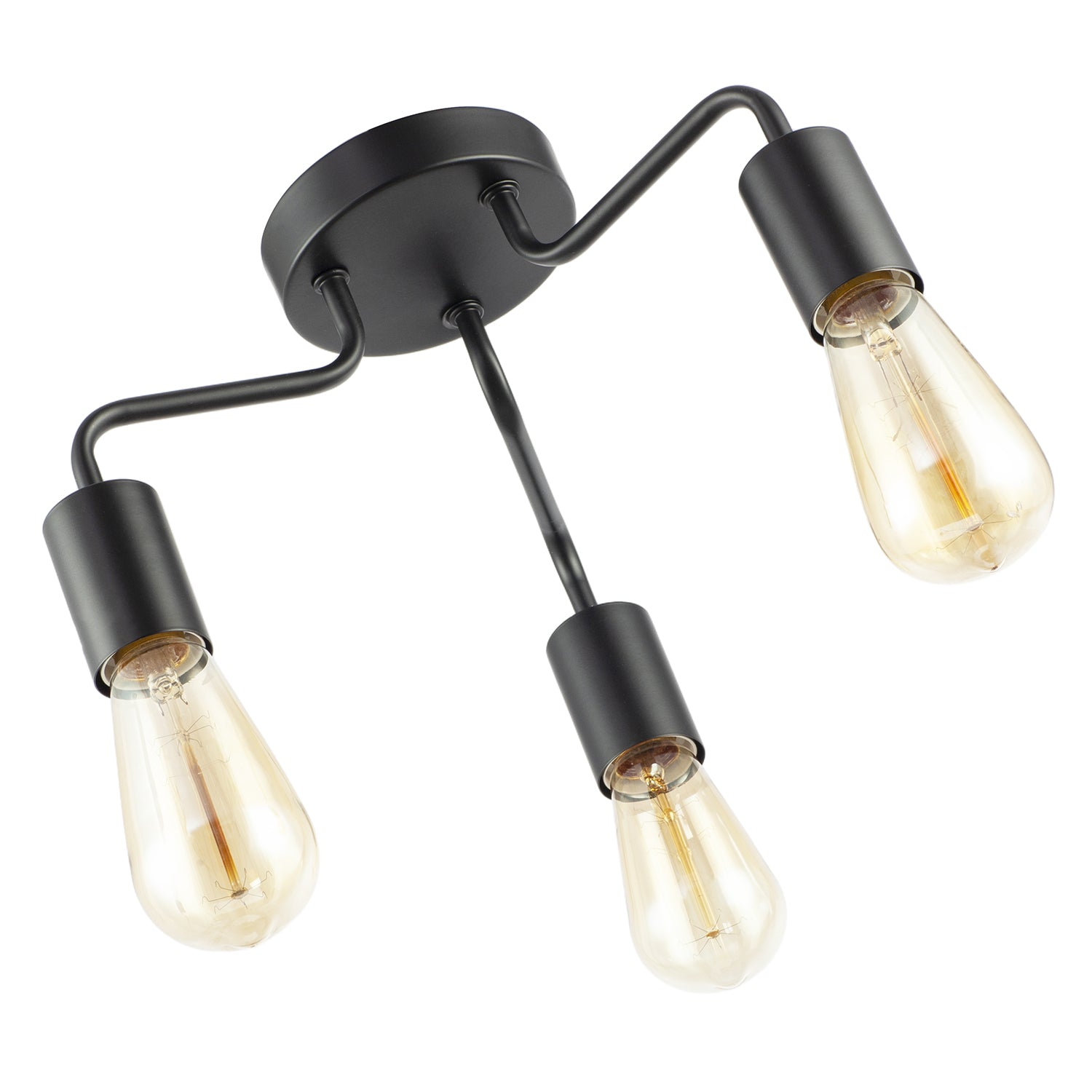 Matte Black Semi Flush Ceiling Light to Showcase Filament Bulbs Image 5