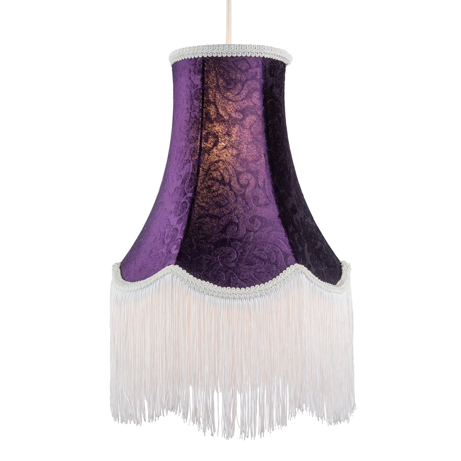 Victorian Styled Vintage Tall Lamp Shade in Purple Floral Velvet Image 2