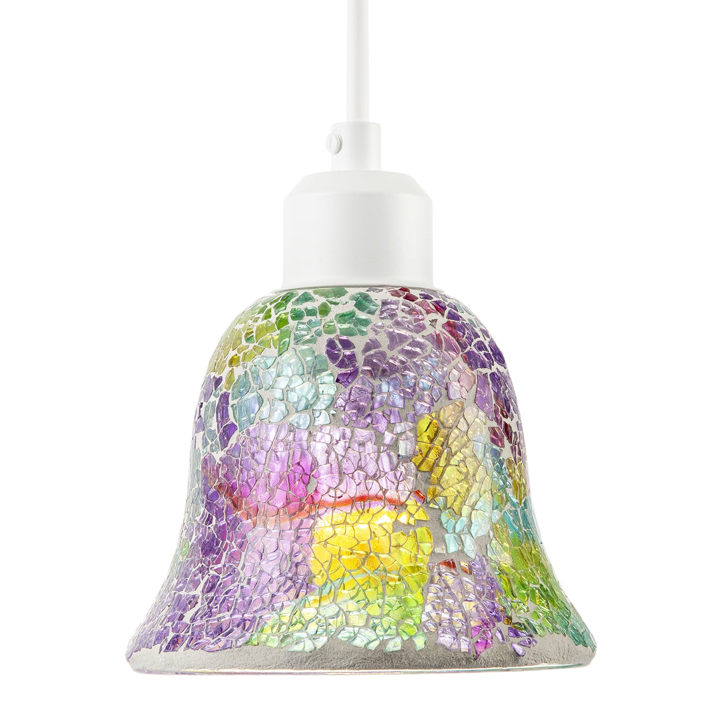 Multi-Colour Iridescent Crackle Mosaic Bell Pendant Lighting Shade Image 4
