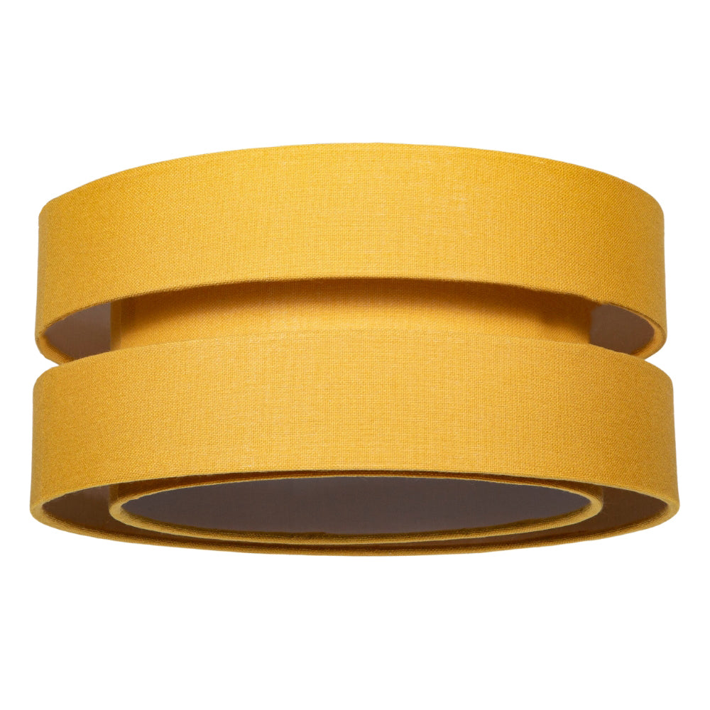 Contemporary Quality Ochre Linen Fabric Triple Tier Ceiling Pendant Light Shade Image 2