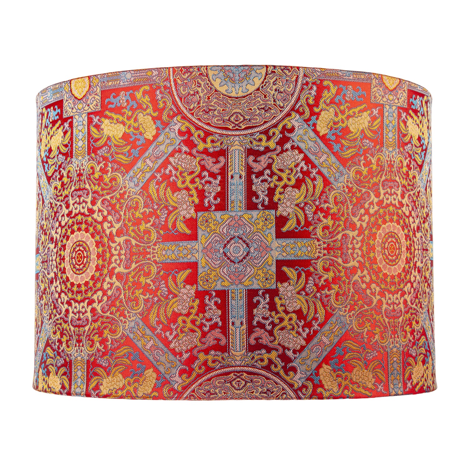 Persian-Inspired Ottoman Tapestry Floral Shade in Deep Red and Gold Image 4