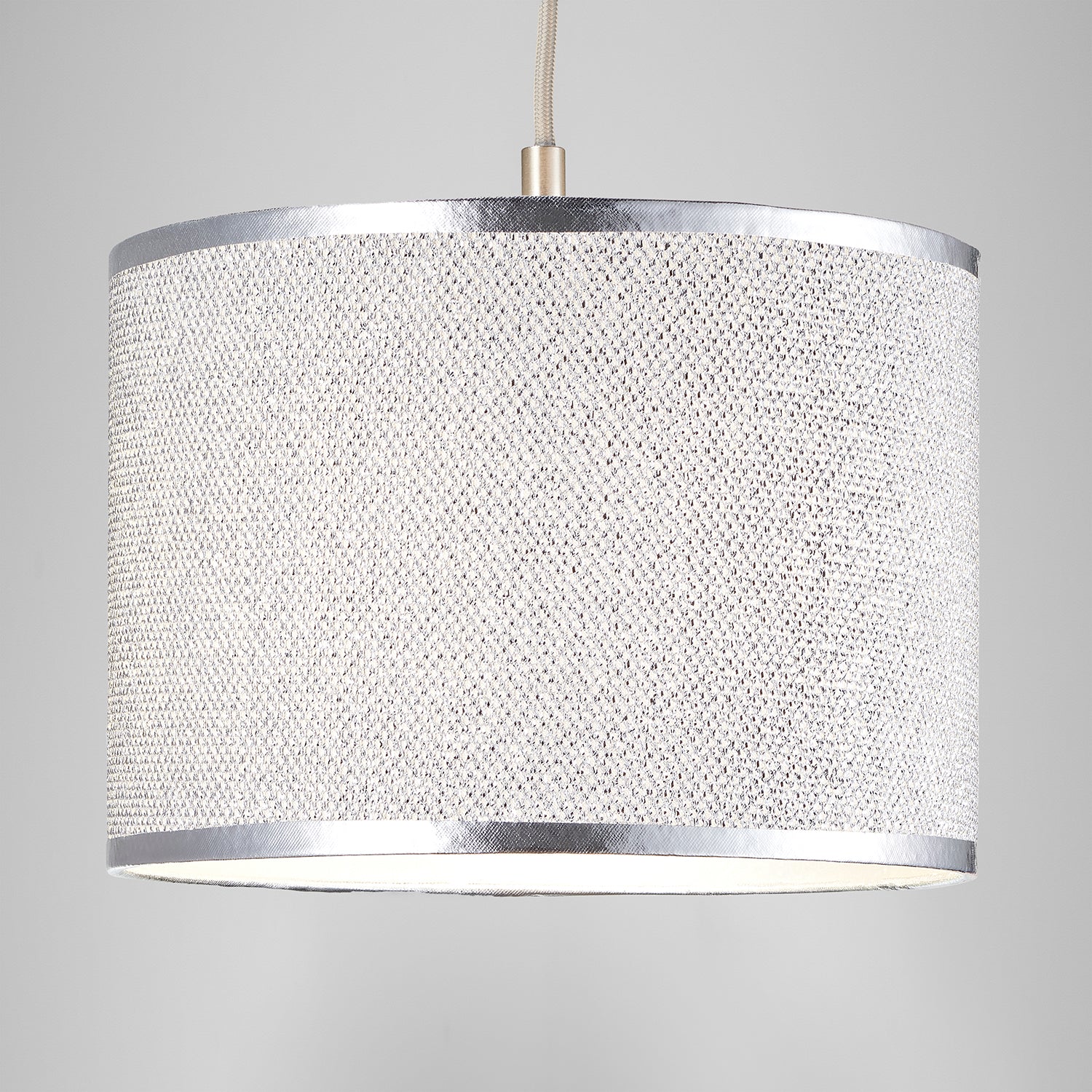 Modern and Designer Mini Diamond Silver Glitter Fabric Lamp Shade 25cm Wide Image 8