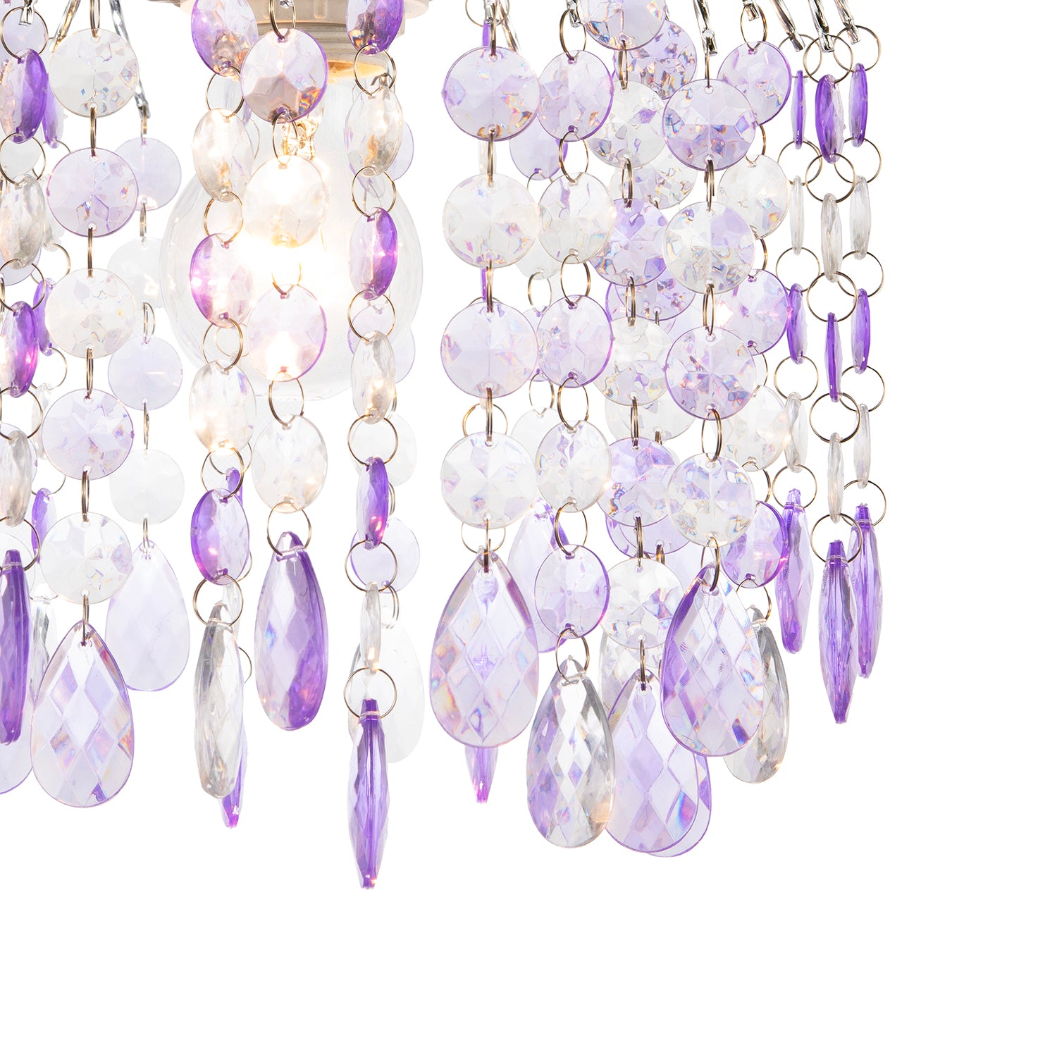 Modern Waterfall Pendant Shade with Lilac and Clear Acrylic Drops Image 3