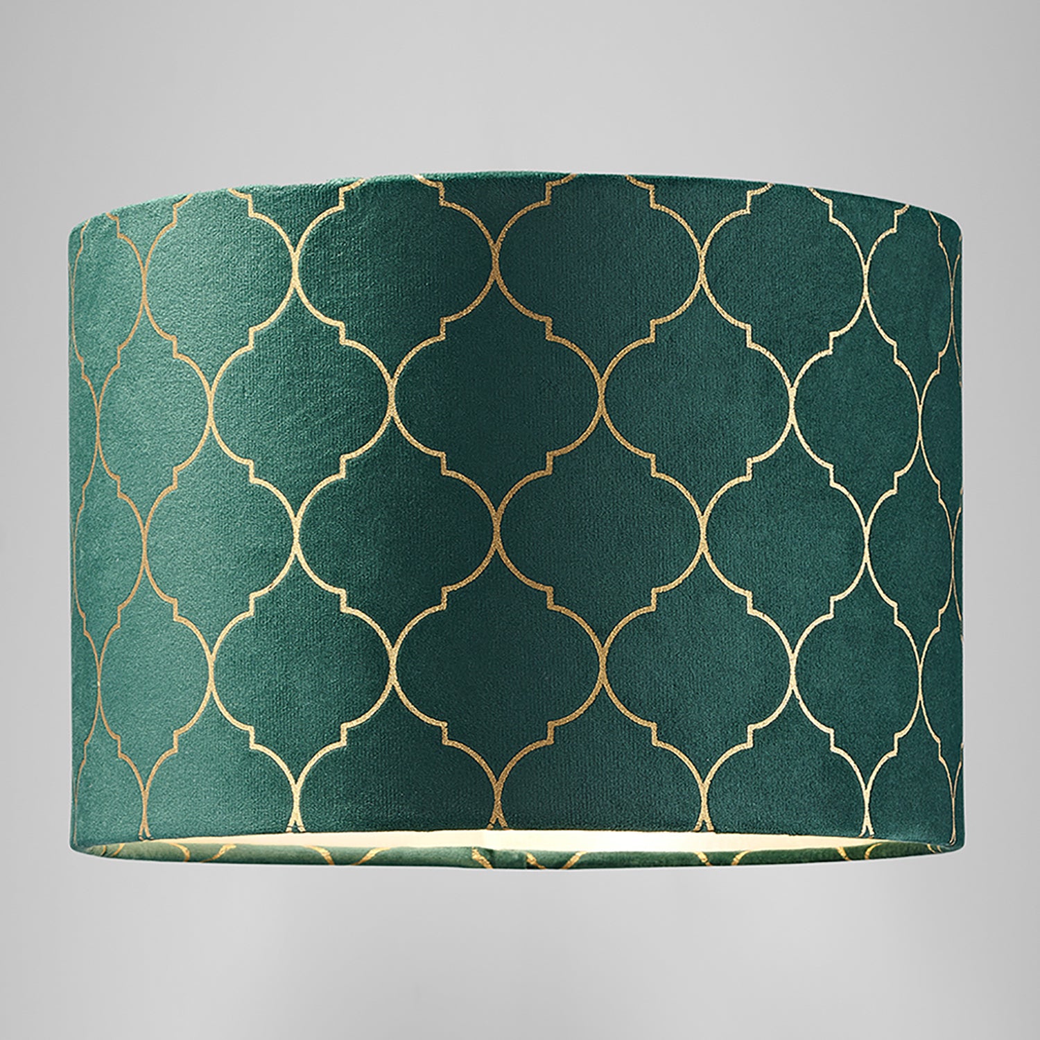 Modern Soft Brushable Forest Green Velvet 30cm Lamp Shade with Gold Foil Decor Image 6