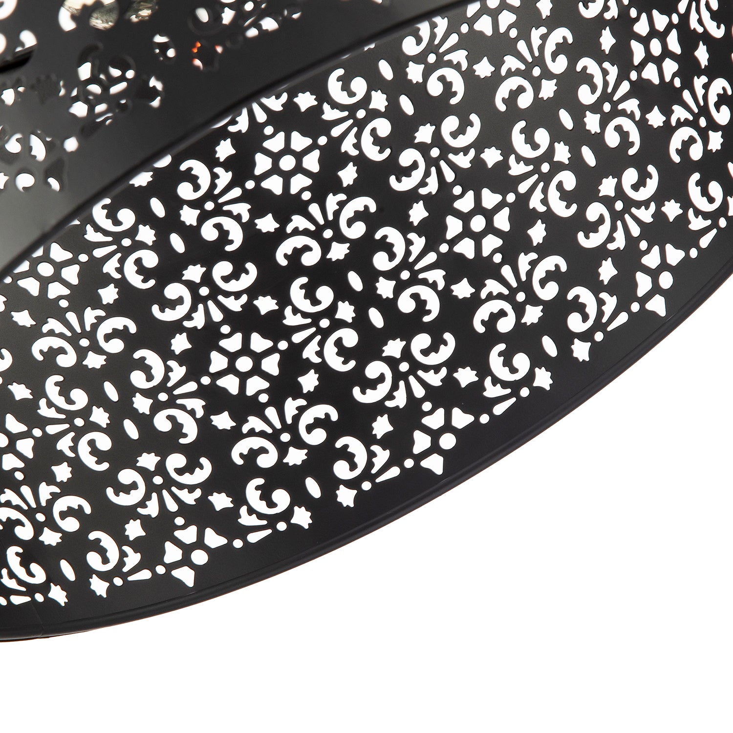 Moroccan Designed Large Black Metal Pendant Shade with Floral Decor Image 3