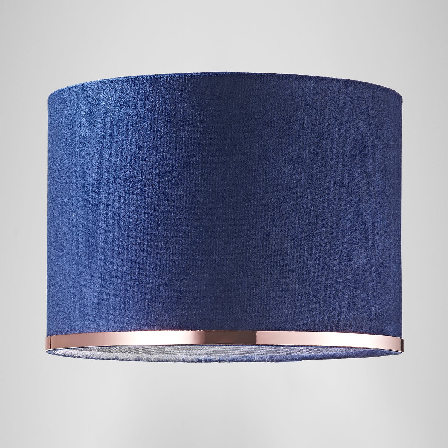 Contemporary Midnight Navy Blue Soft Velvet 10" Lamp Shade with Copper Ring Image 8