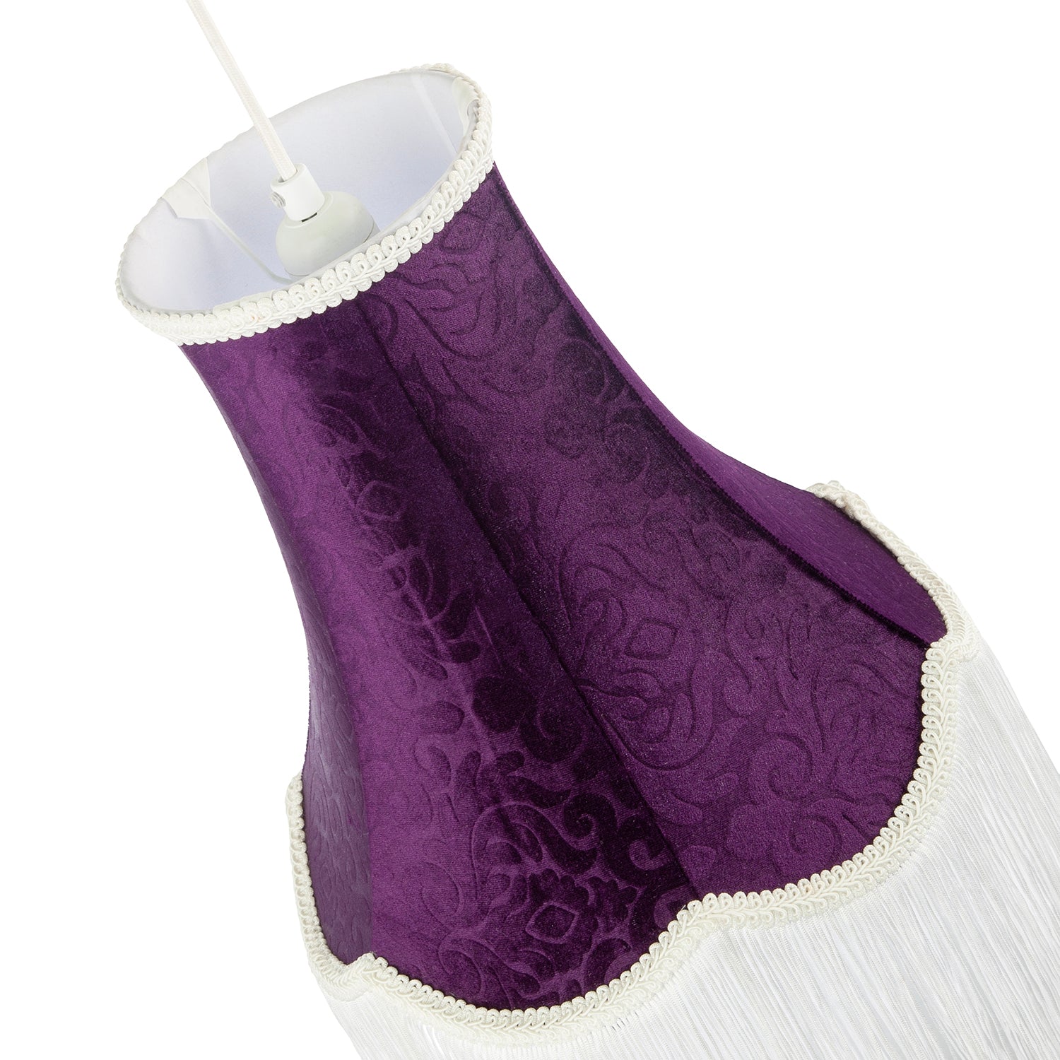 Victorian Styled Vintage Tall Lamp Shade in Purple Floral Velvet Image 3